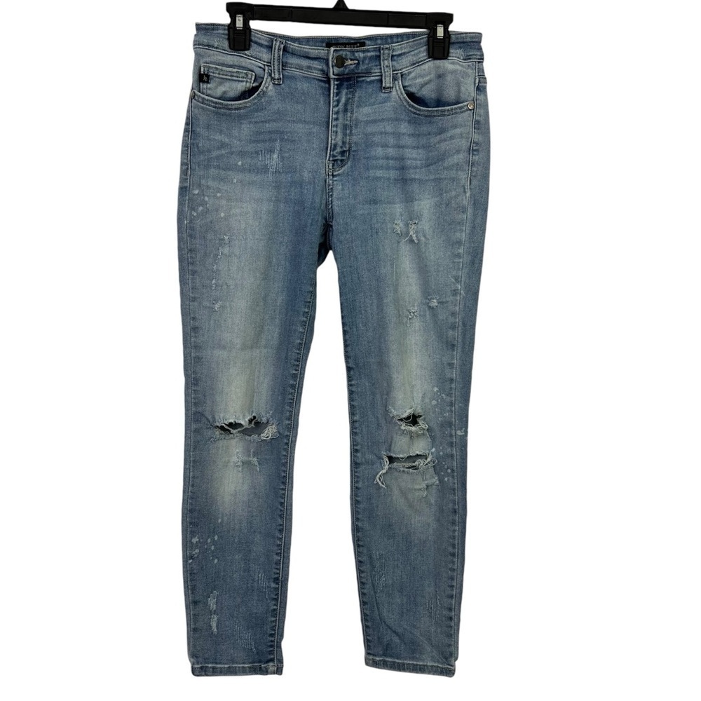 Judy Blue Jr Women’s Blue Jeans Sz 11/30 Distressed Older & Worn Light Wash